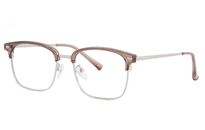 Glasseslit 100302 Browline Eyeglasses C6, Brown frame
