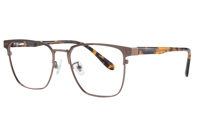 Glasseslit 100308 Browline Spring Hinge Eyeglasses C3, Brown frame