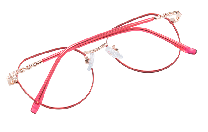 Glasseslit 100315 Geometric Eyeglasses C5, Red frame, view 3
