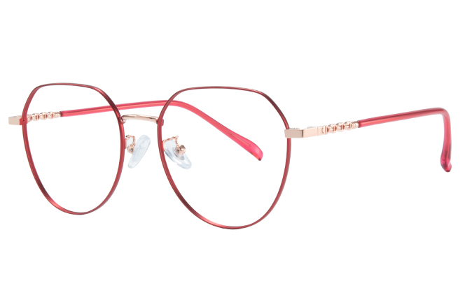 Glasseslit 100315 Geometric Eyeglasses C5, Red frame