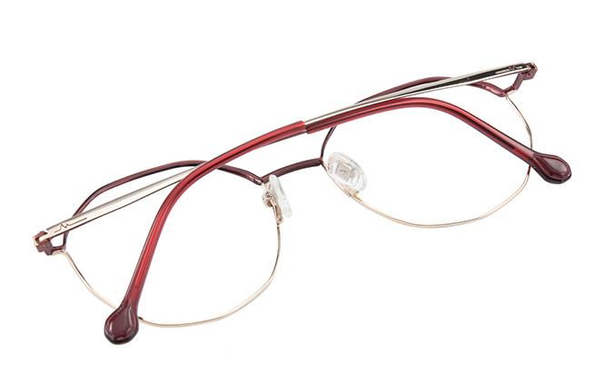 Glasseslit 100327 Geometric Eyeglasses C02, Red frame, view 3