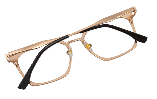 Glasseslit 100357 Rectangle Spring Hinge Eyeglasses C4, Gold frame, view 3