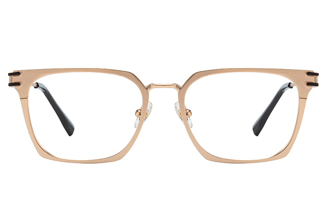 Glasseslit 100357 Rectangle Spring Hinge Eyeglasses C4, Gold frame, view 4