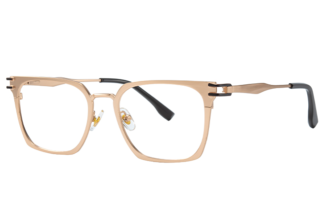 Glasseslit 100357 Rectangle Spring Hinge Eyeglasses C4, Gold frame