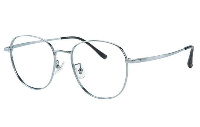 Glasseslit 100366 Round Titanium Eyeglasses C2, Silver frame