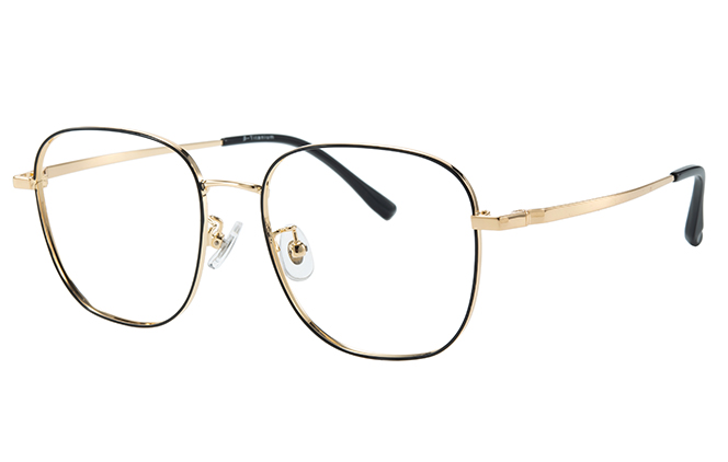 Glasseslit 100367 Square Titanium Eyeglasses C4, Black frame