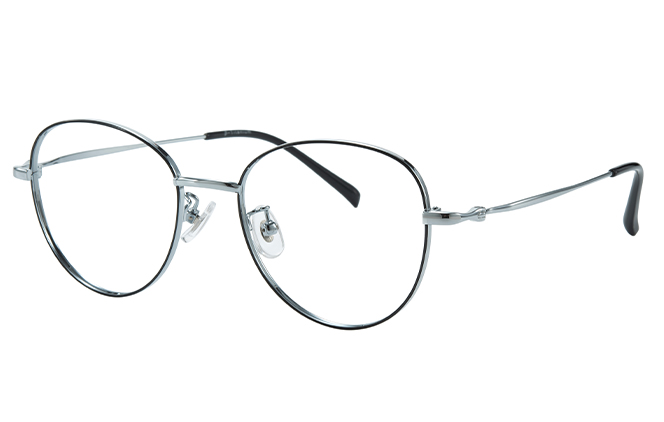 Glasseslit 100368 Cateye Titanium Eyeglasses C5, Silver frame