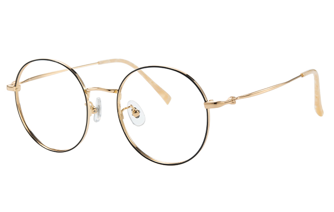 Glasseslit 100369 Round Titanium Eyeglasses C4, Gold frame