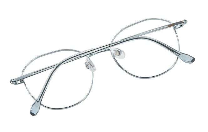 Glasseslit 100370 Geometric Titanium Eyeglasses C2, Silver frame, view 3