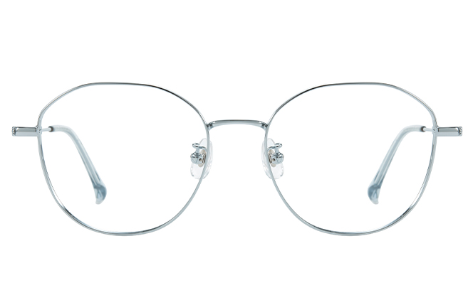 Glasseslit 100370 Geometric Titanium Eyeglasses C2, Silver frame, view 4