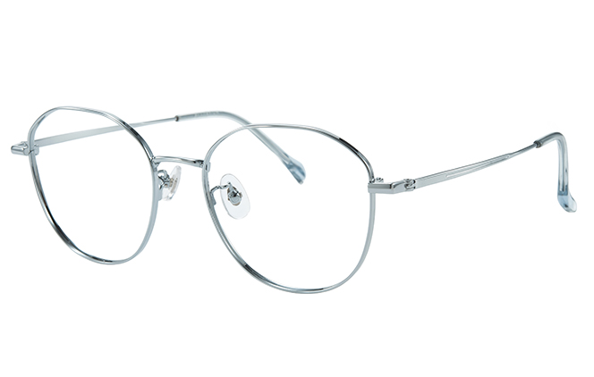 Glasseslit 100370 Geometric Titanium Eyeglasses C2, Silver frame