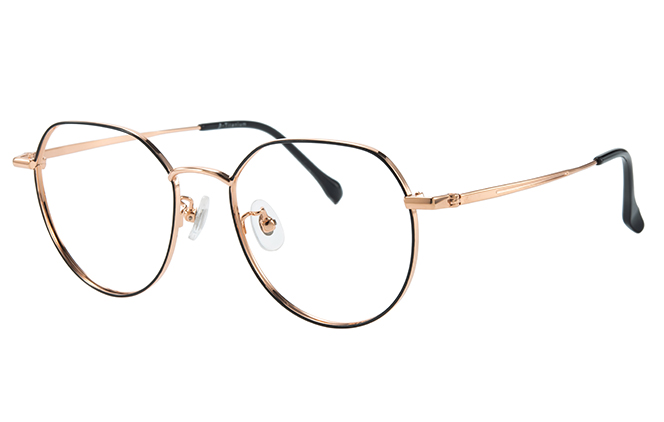 Glasseslit 100371 Geometric Titanium Eyeglasses C4, Rose Gold frame
