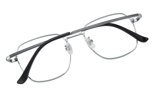 Glasseslit 100373 Geometric Titanium Eyeglasses C3, Silver frame, view 3