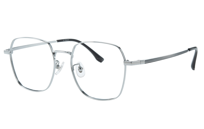 Glasseslit 100373 Geometric Titanium Eyeglasses C3, Silver frame
