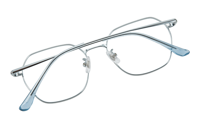 Glasseslit 100374 Geometric Titanium Eyeglasses C2, Silver frame, view 3