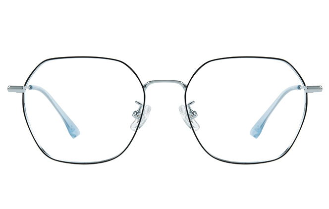 Glasseslit 100374 Geometric Titanium Eyeglasses C2, Silver frame, view 4