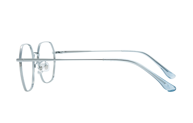 Glasseslit 100374 Geometric Titanium Eyeglasses C2, Silver frame, view 5