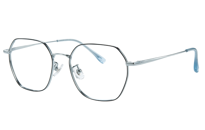 Glasseslit 100374 Geometric Titanium Eyeglasses C2, Silver frame