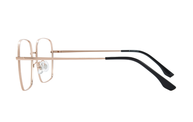 Glasseslit 100375 Square Titanium Eyeglasses C5, Gold frame, view 5