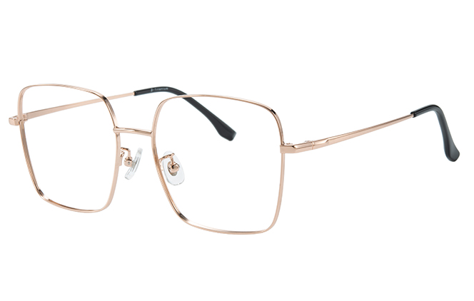 Glasseslit 100375 Square Titanium Eyeglasses C5, Gold frame