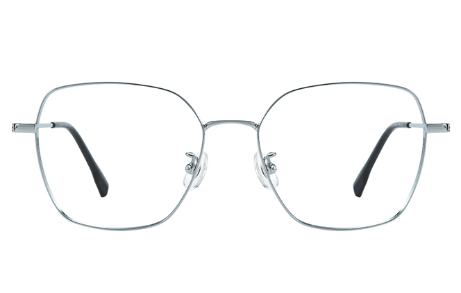 Glasseslit 100376 Geometric Titanium Eyeglasses C3, Silver frame, view 4