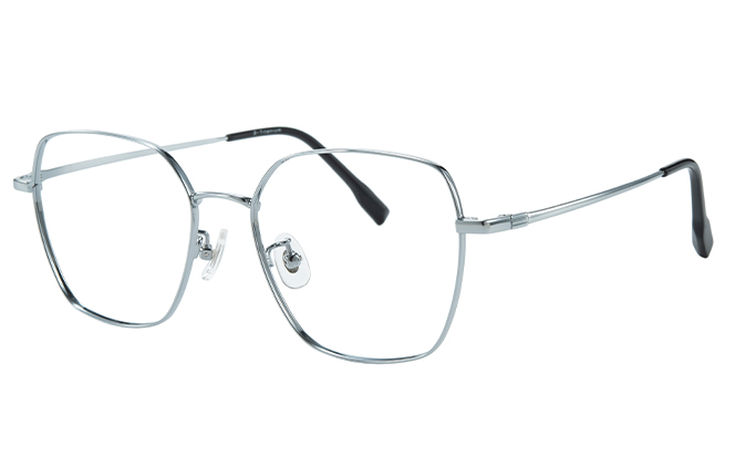Glasseslit 100376 Geometric Titanium Eyeglasses C3, Silver frame