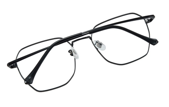 Glasseslit 100377 Geometric Titanium Eyeglasses C3, Black frame, view 3