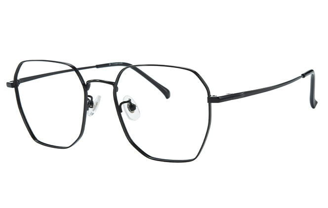 Glasseslit 100377 Geometric Titanium Eyeglasses C3, Black frame