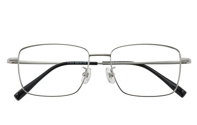 Glasseslit 100378 Rectangle Titanium Eyeglasses C3, Silver frame, view 2