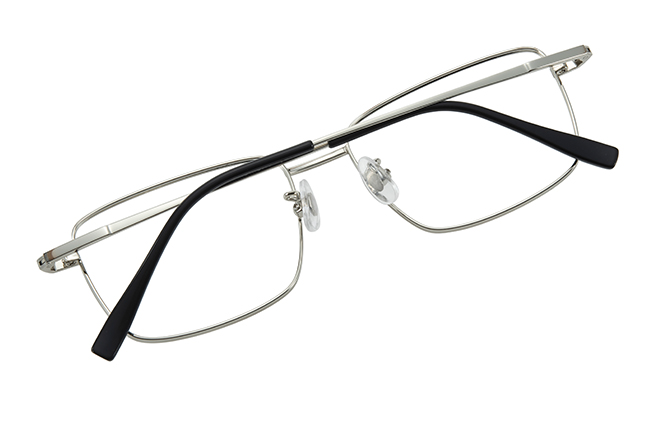 Glasseslit 100378 Rectangle Titanium Eyeglasses C3, Silver frame, view 3