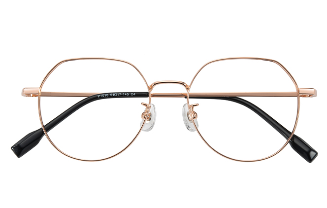 Glasseslit 100379 Geometric Titanium Eyeglasses C4, Rose Gold frame, view 2
