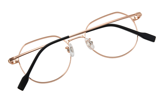 Glasseslit 100379 Geometric Titanium Eyeglasses C4, Rose Gold frame, view 3