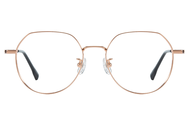 Glasseslit 100379 Geometric Titanium Eyeglasses C4, Rose Gold frame, view 4