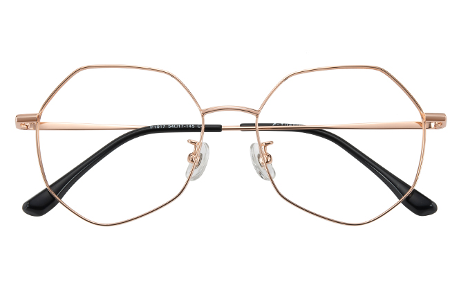 Glasseslit 100380 Geometric Titanium Eyeglasses C4, Rose Gold frame, view 2