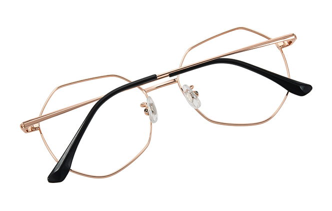 Glasseslit 100380 Geometric Titanium Eyeglasses C4, Rose Gold frame, view 3