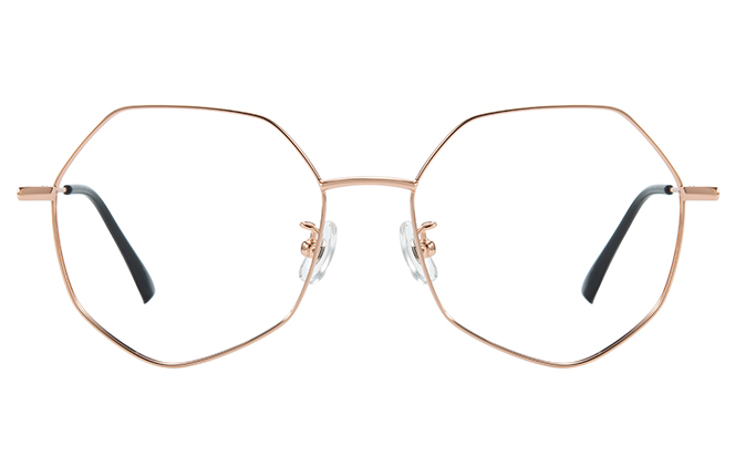 Glasseslit 100380 Geometric Titanium Eyeglasses C4, Rose Gold frame, view 4