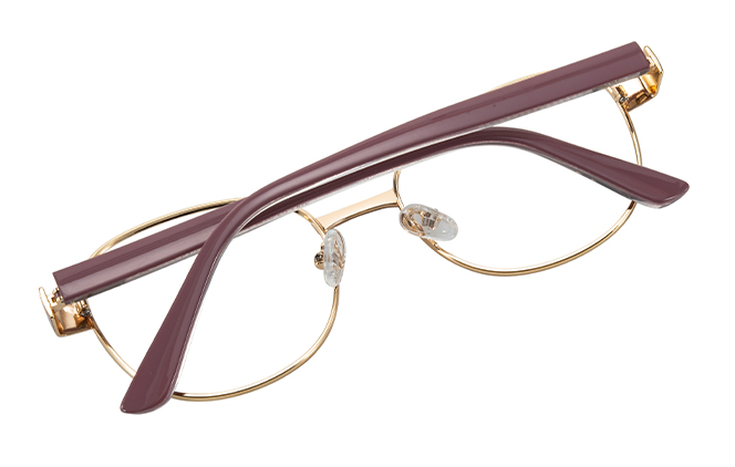 Glasseslit 100386 Round Spring Hinge Eyeglasses C5, Purple frame, view 3