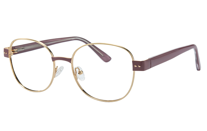 Glasseslit 100386 Round Spring Hinge Eyeglasses C5, Purple frame