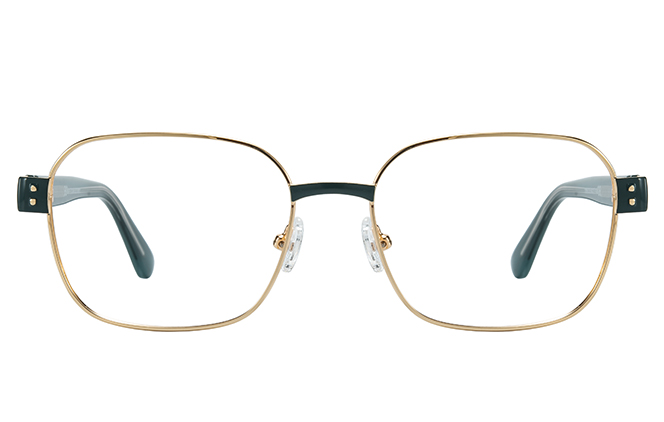 Glasseslit 100387 Square Spring Hinge Eyeglasses C5, Green frame, view 4