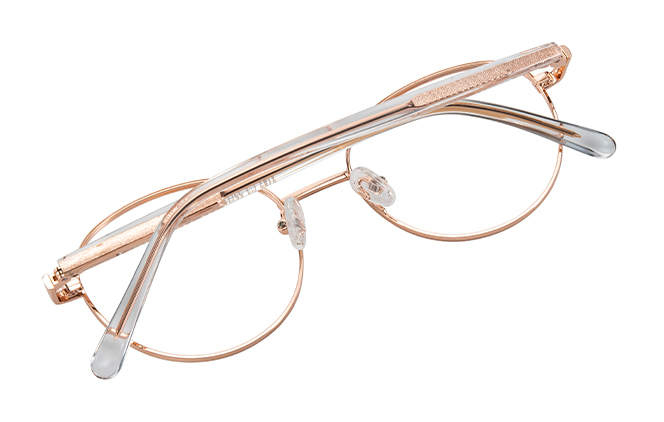 Glasseslit 100388 Round Spring Hinge Eyeglasses C3, Rose Gold frame, view 3