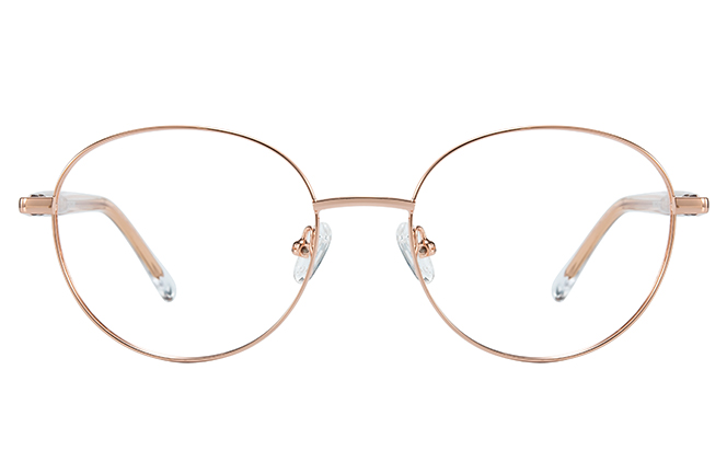 Glasseslit 100388 Round Spring Hinge Eyeglasses C3, Rose Gold frame, view 4