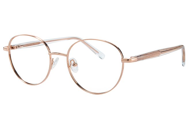 Glasseslit 100388 Round Spring Hinge Eyeglasses C3, Rose Gold frame