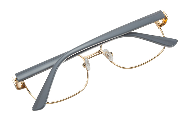 Glasseslit 100390 Rectangle Spring Hinge Eyeglasses C4, Gold frame, view 3