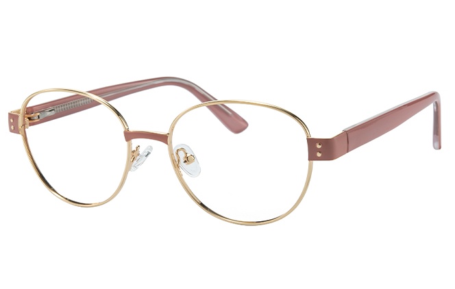 Glasseslit 100391 Round Spring Hinge Eyeglasses C3, Gold frame