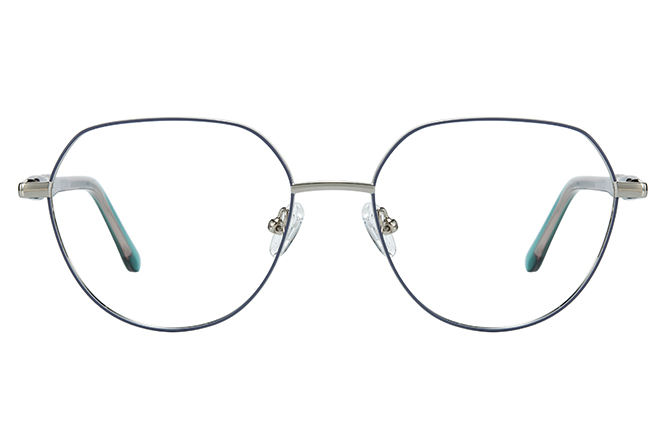 Glasseslit 100392 Geometric Spring Hinge Eyeglasses C6, Purple frame, view 4