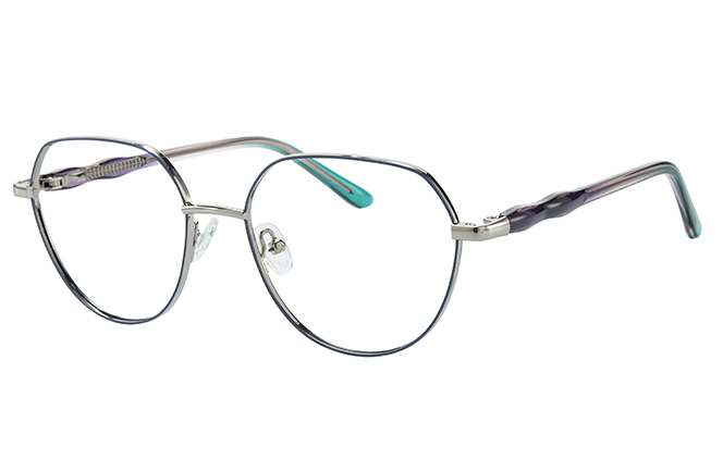 Glasseslit 100392 Geometric Spring Hinge Eyeglasses C6, Purple frame
