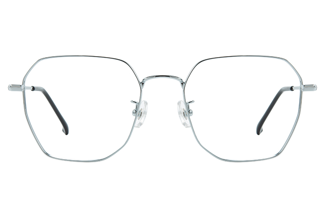 Glasseslit 100393 Geometric Titanium Eyeglasses C3, Silver frame, view 4