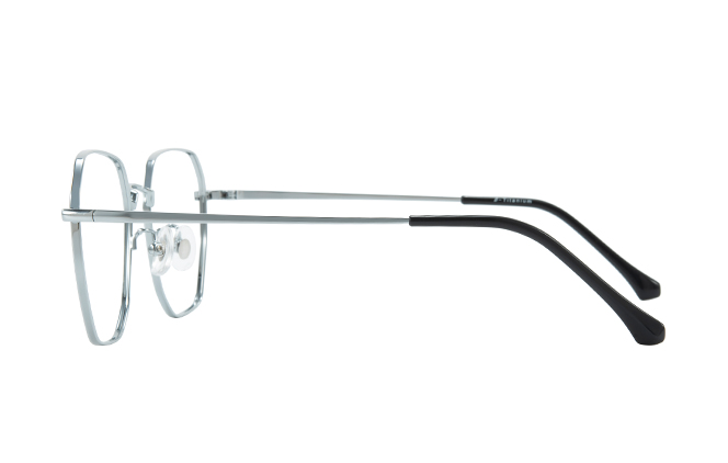Glasseslit 100393 Geometric Titanium Eyeglasses C3, Silver frame, view 5