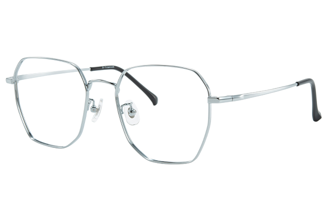 Glasseslit 100393 Geometric Titanium Eyeglasses C3, Silver frame