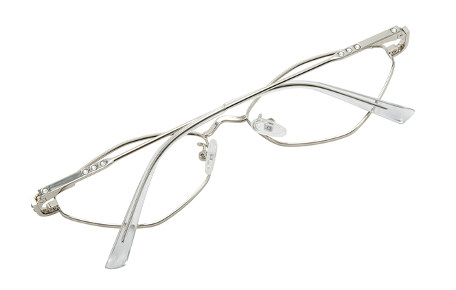 Glasseslit 100394 Geometric Spring Hinge Eyeglasses C3, Silver frame, view 3